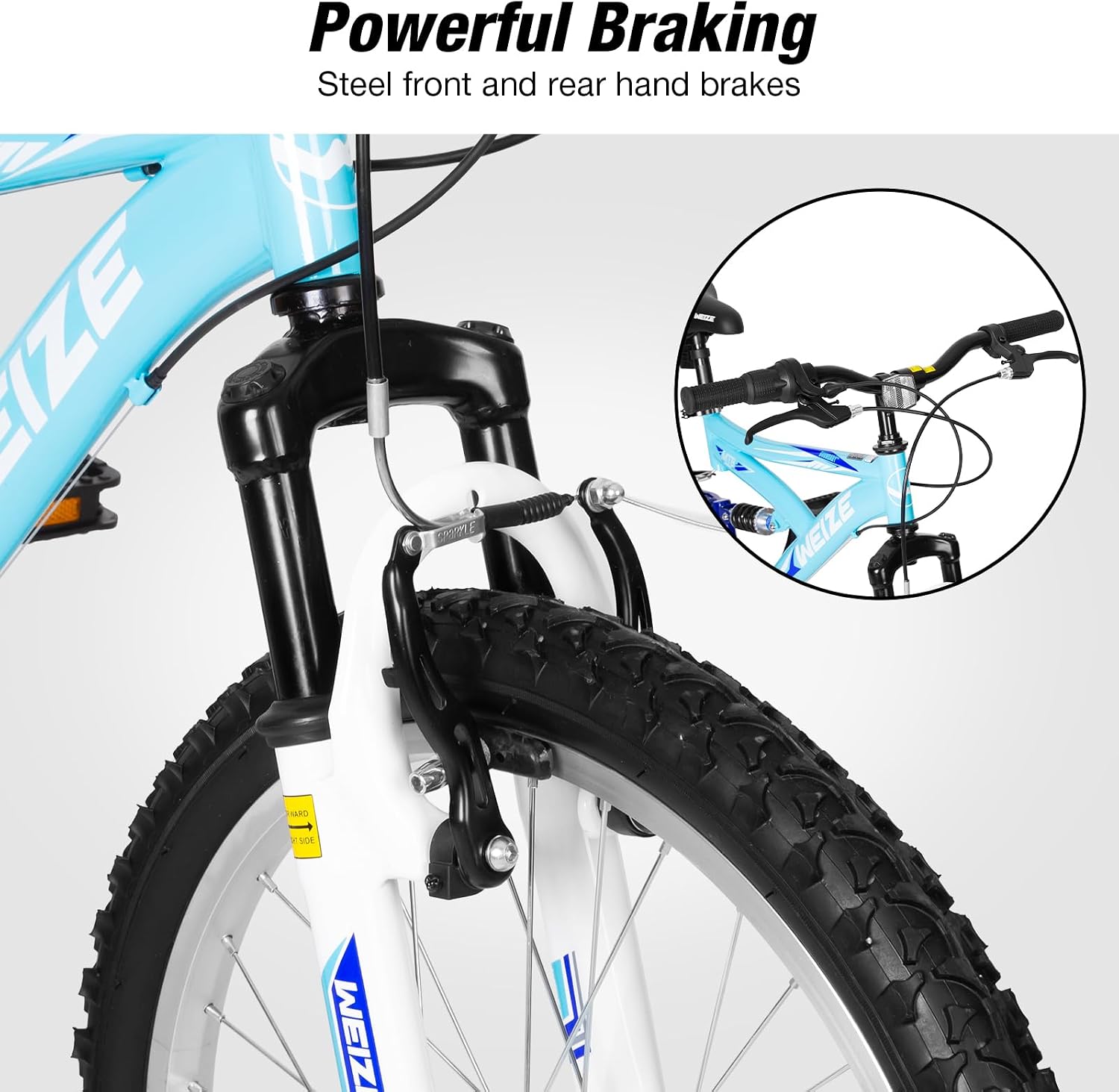Detalle de WEIZE Kids Mountain Bike, 20- or 24-Inch, Steel Frame, Dual Suspension