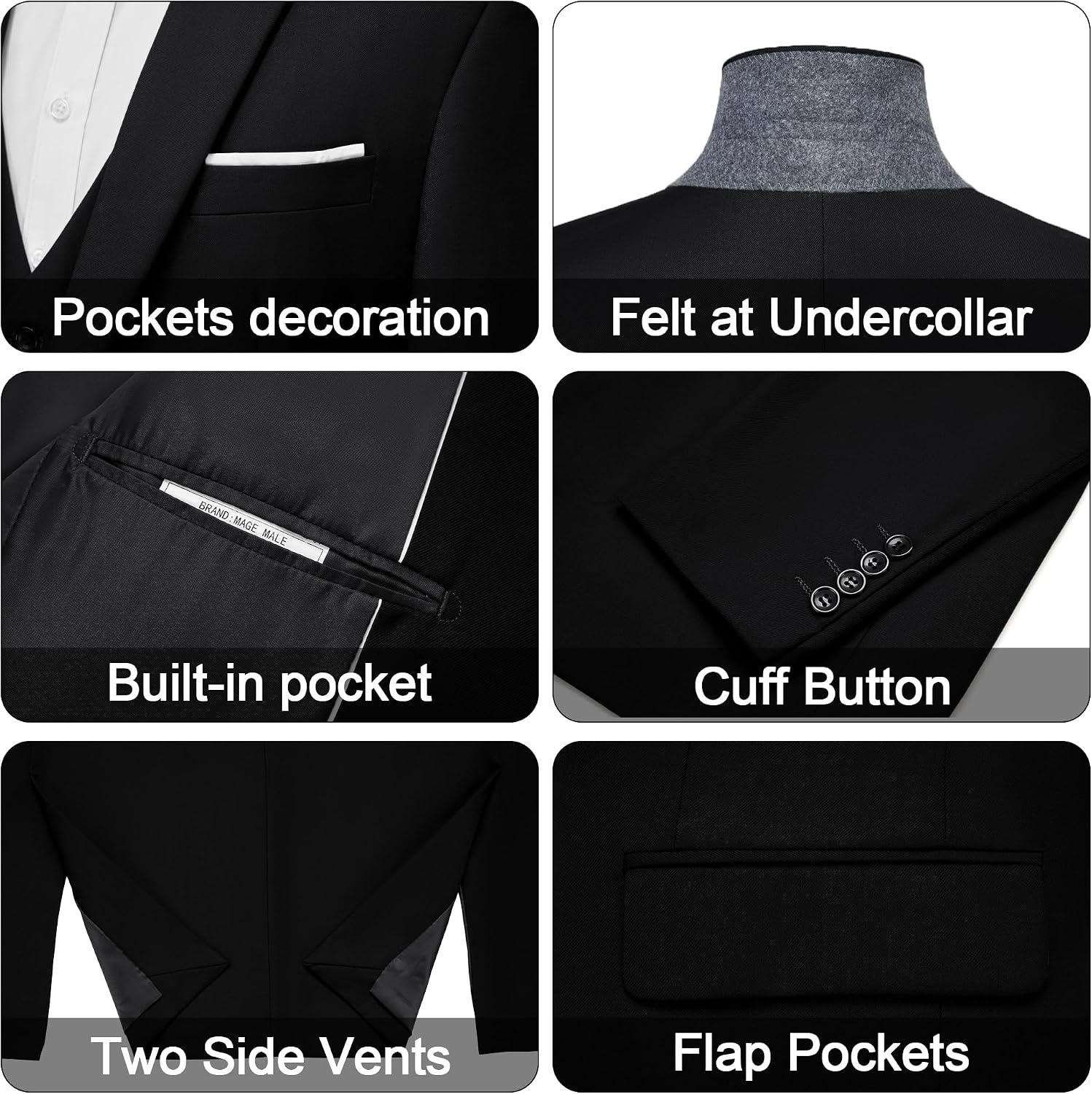 Detalle 2 de MAGE MALE Men's Suit, 3-Piece