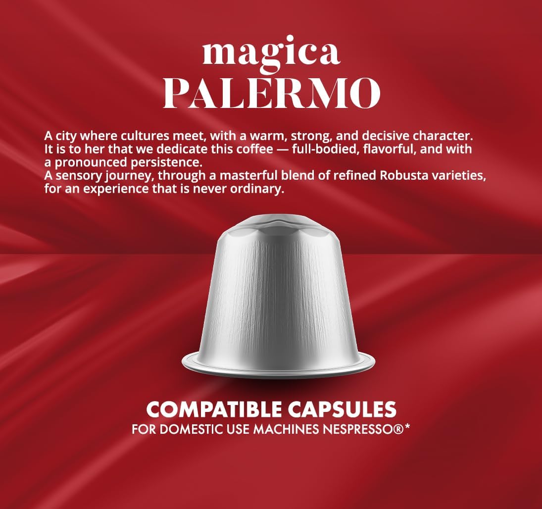 Detalle de Caffè Borbone Miscela Magica Palermo – 100 capsule in alluminio compatibili Nespresso® per macchine domestiche