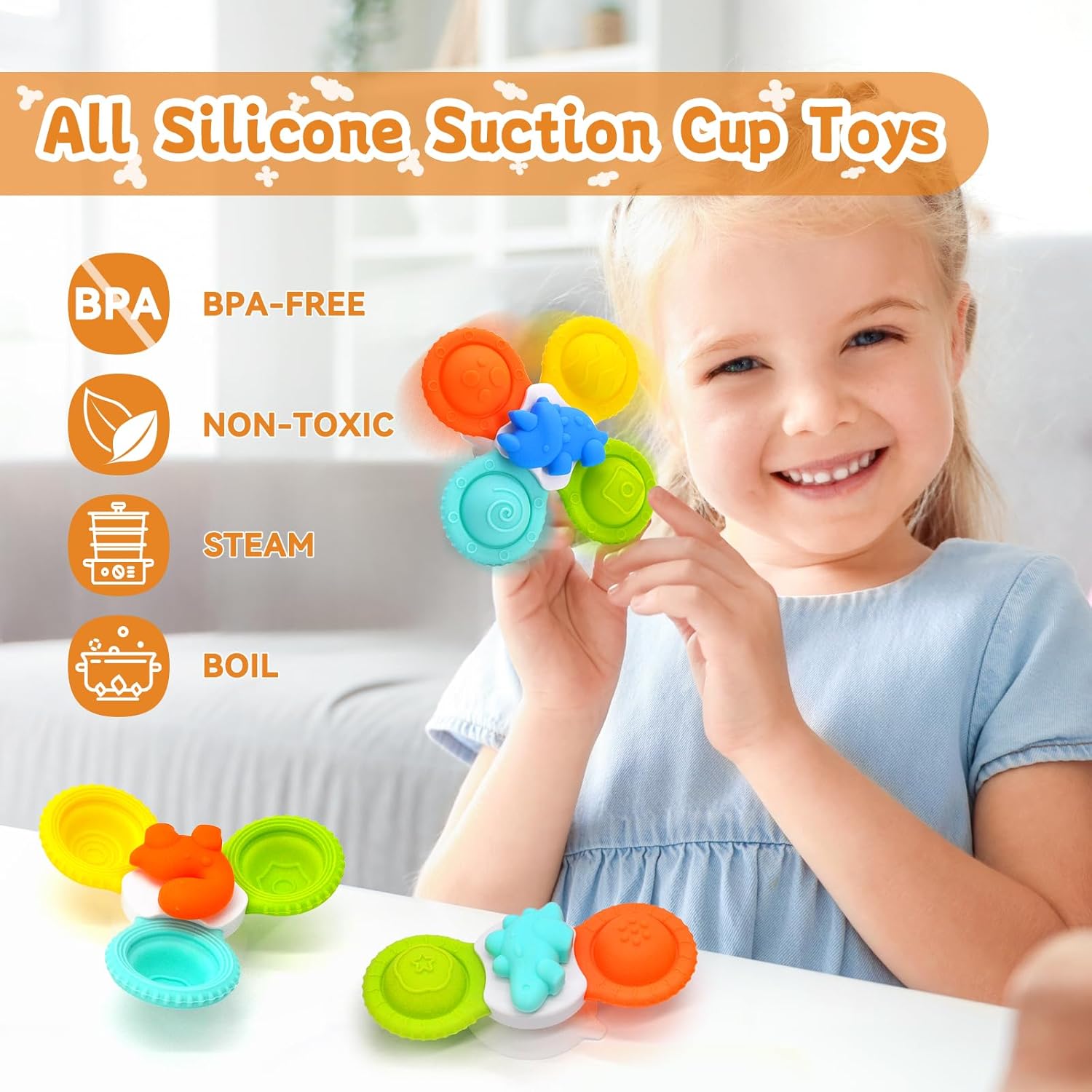 Thumbnail 2 de ECHOCUBE Suction Cup Spinner (3 pack) sensory bath toys for toddlers aged 3+