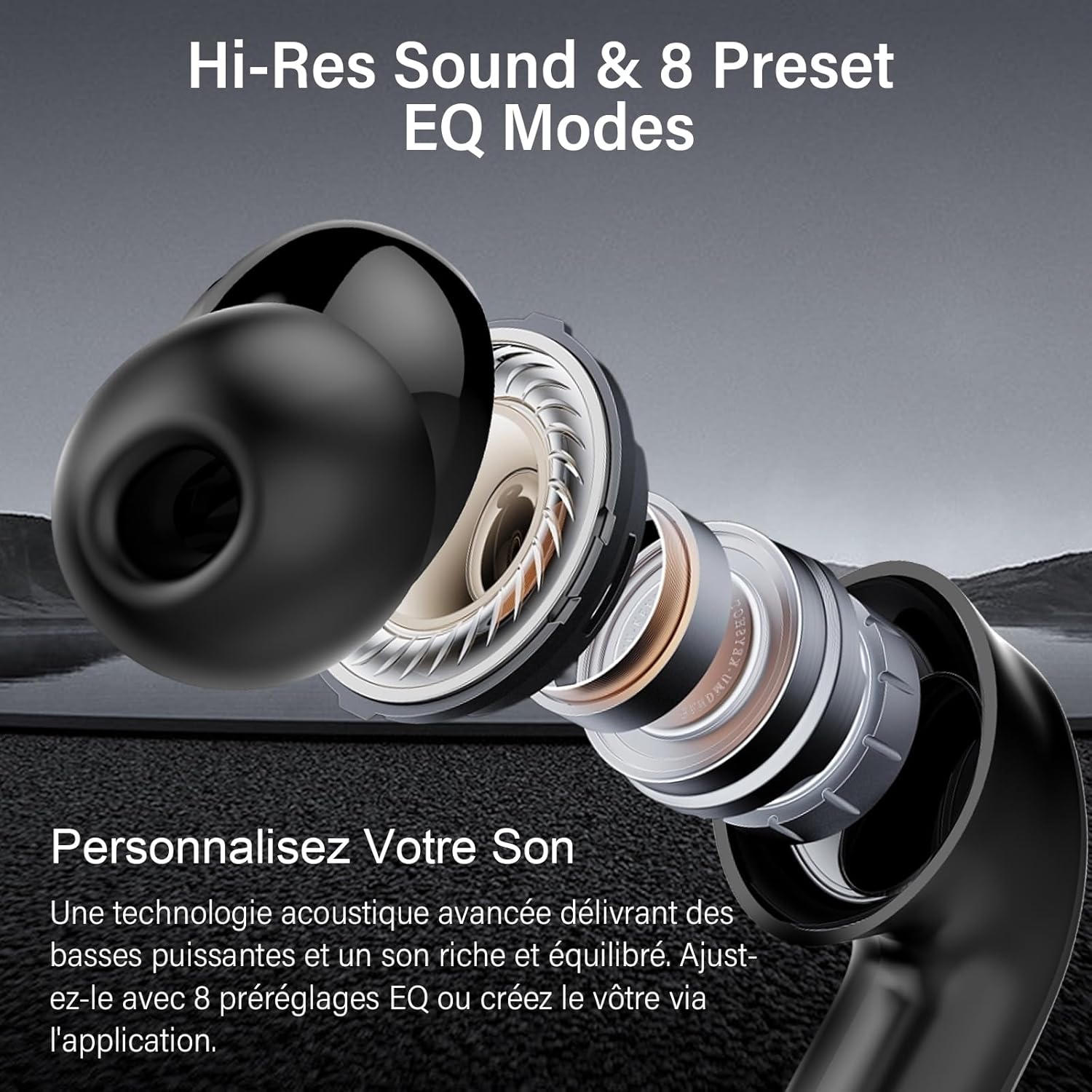 Detalle de DUCOCUB Écouteurs sans Fil à Réducteur de Bruit Hybride ANC 45 dB, Bluetooth 5.4, App Smart Life, 49H d'autonomie et IPX7