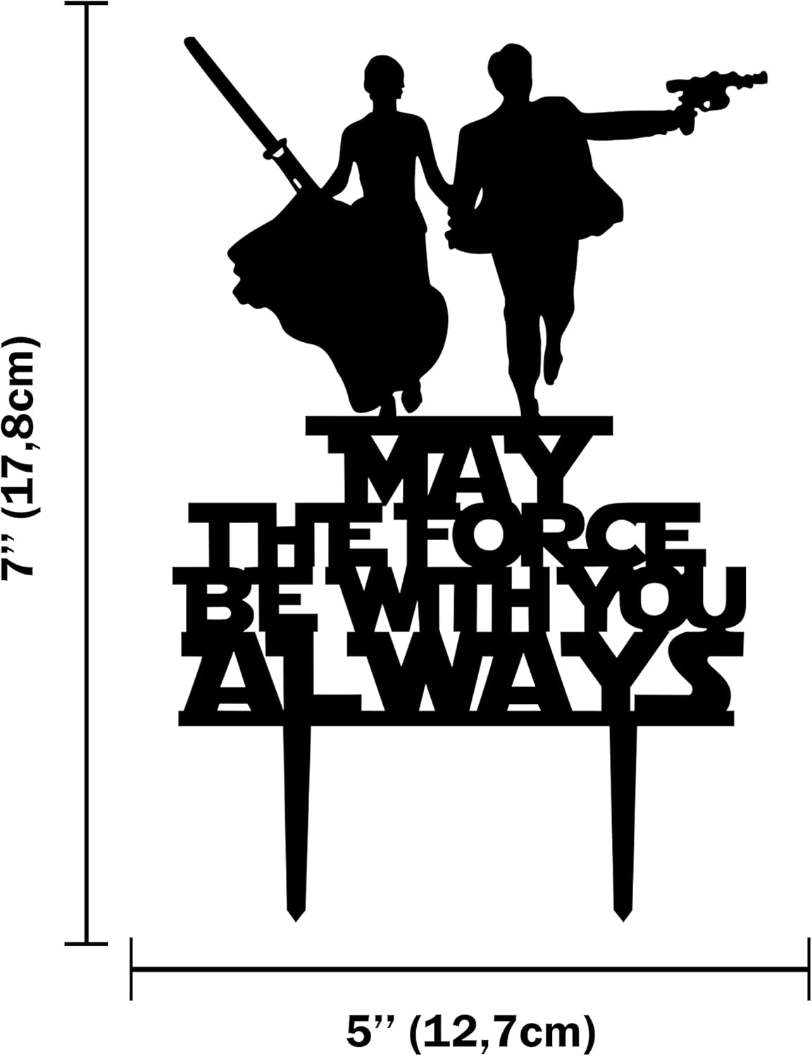Thumbnail 1 de CARISPIBET “May the force be with you always” wedding cake topper in black acrylic