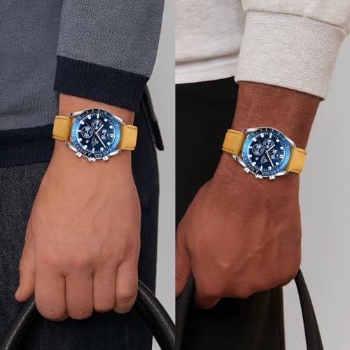 Thumbnail 4 de LN LENQIN Montre Homme - Montres analogiques à Quartz étanches, bracelet cuir
