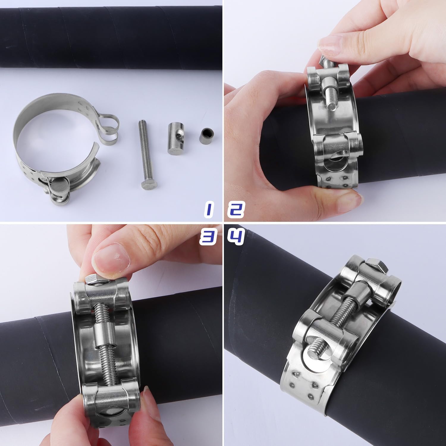 Detalle de Gelenkbolzenschelle Edelstahl 304 56–59 mm – robuste Spannbackenschellen für Schläuche und Auspuffrohre