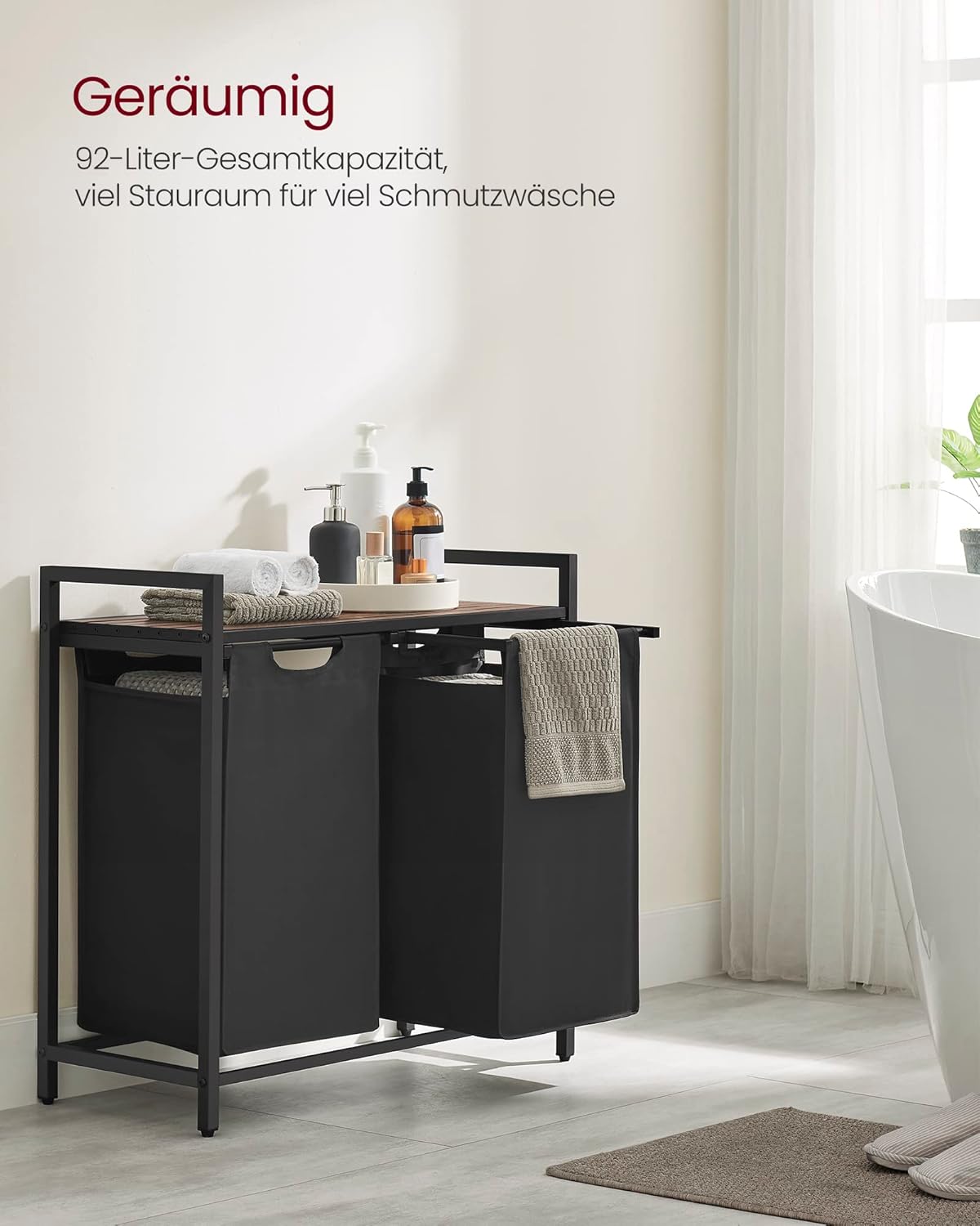 Detalle de Wäschekorb 2 Fächer 92 L von VASAGLE