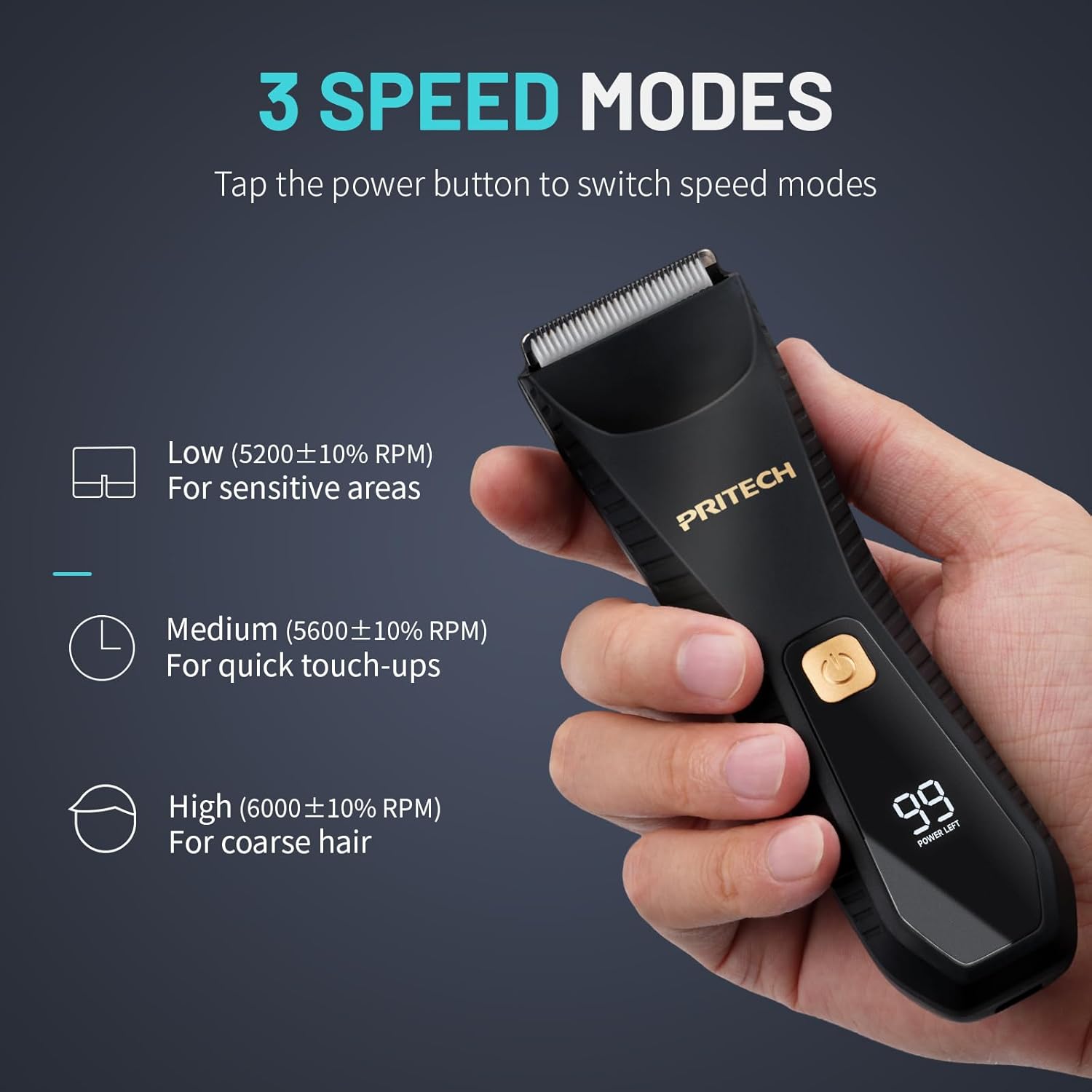 Thumbnail 6 de PRITECH Manscape Body Hair Trimmer for Men (Waterproof, Ceramic Blades, USB-C Charging)