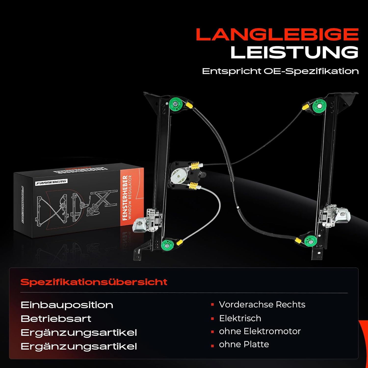 Thumbnail 3 de Frankberg elektrischer Fensterheber vorne rechts – 2/3-Türer (kompatibel EM0/1, 2003–2009) Ersatz mit Produktnr. 8201010931