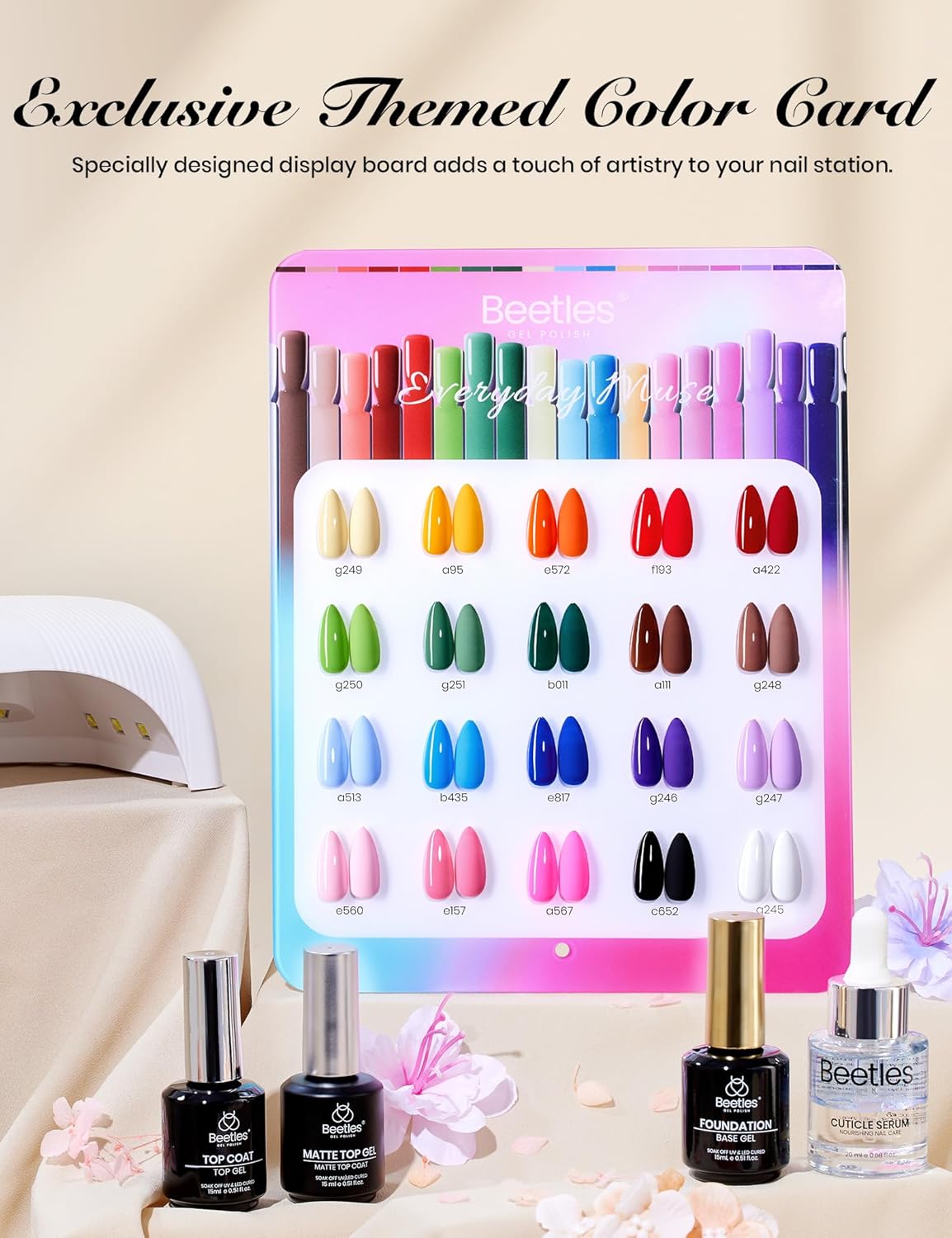 Detalle 2 de Beetles Summer Gel Polish Set - Everyday Muse Collection (20 Colors, 15ml) with Base & Top Coat