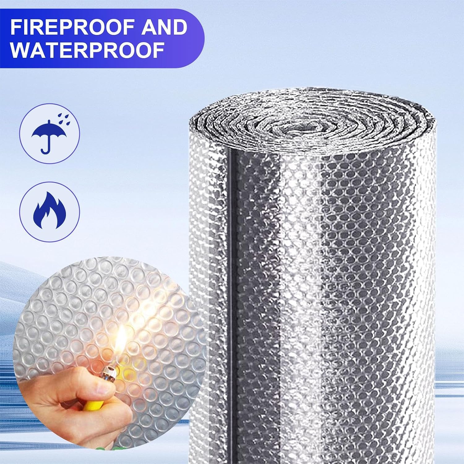 Thumbnail 4 de PROJODO 15.7"x20Ft(40x610cm) Reflective Bubble Foil Insulation Roll