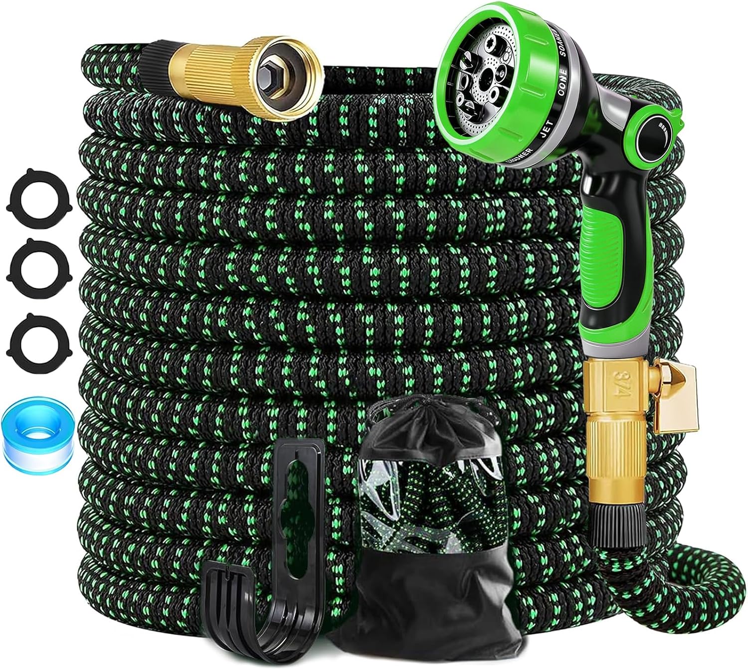 Detalle de Semifrut 100 Ft Expandable Garden Hose with 10-Function Spray Nozzle