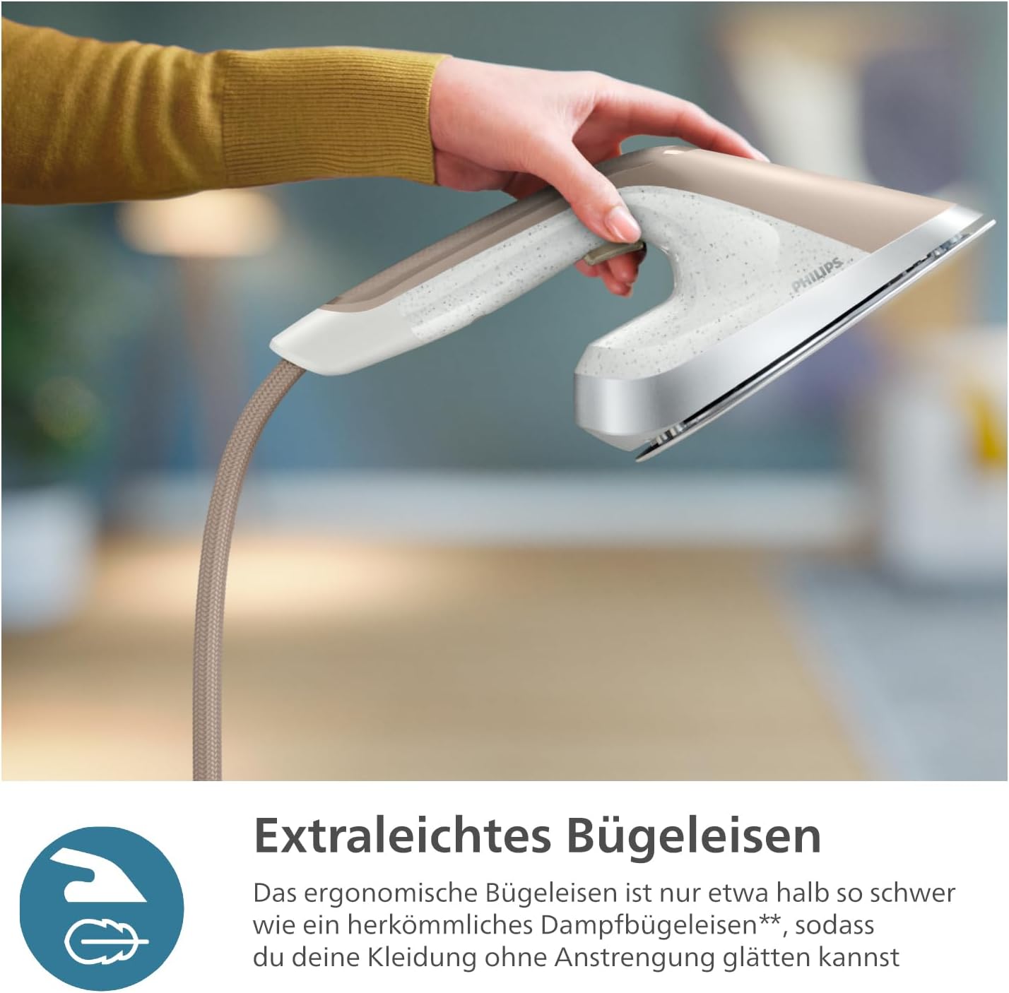 Detalle de Philips 6000 Series All-in-One-Bügelösung AIS6010/10 – verstellbares Bügelbrett, 1800 W, garantiert keine Brandflecken