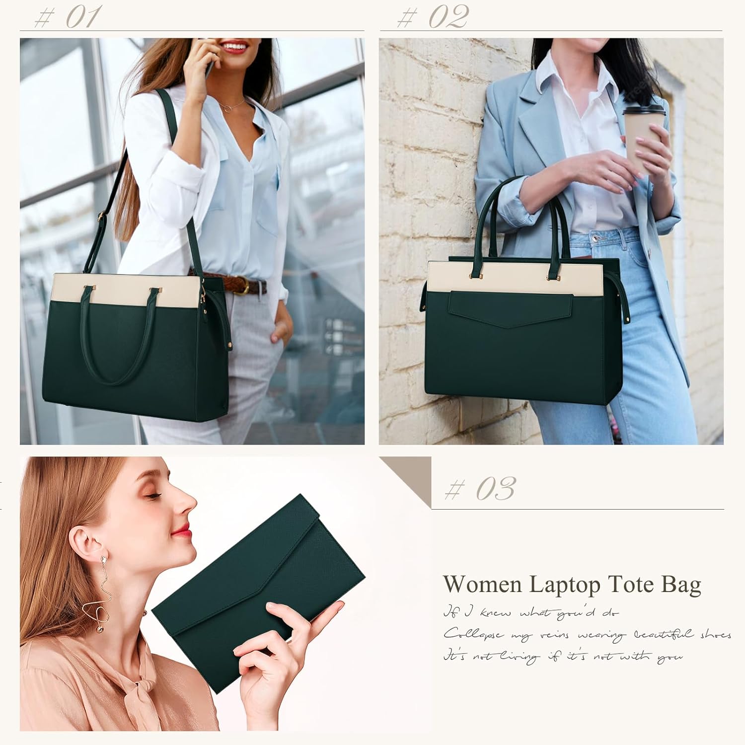 Detalle 2 de RAINSMORE Borsa porta PC Donna Grande - Tote 2in1 in pelle PU impermeabile, 15.6