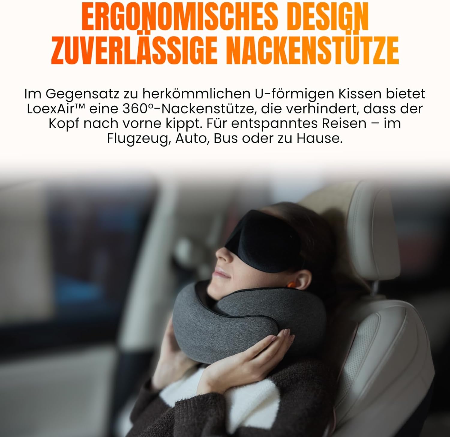 Thumbnail 6 de LOEXAIR Hooded Pro Nackenkissen – Memory-Schaum mit Kapuze, 100% Baumwolle, Privatsphäre und Lichtschutz für Flugzeug, Reise & Auto