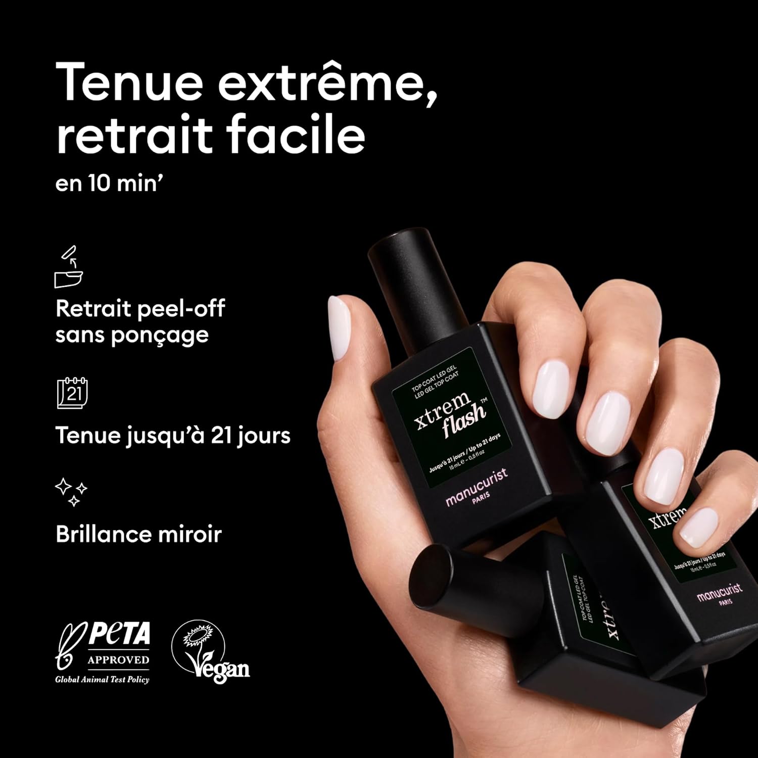 Thumbnail 1 de Manucurist Top Coat Gel Semi Permanent Xtrem Flash Longue Durée – Gel UV sans TPO pour Green Flash