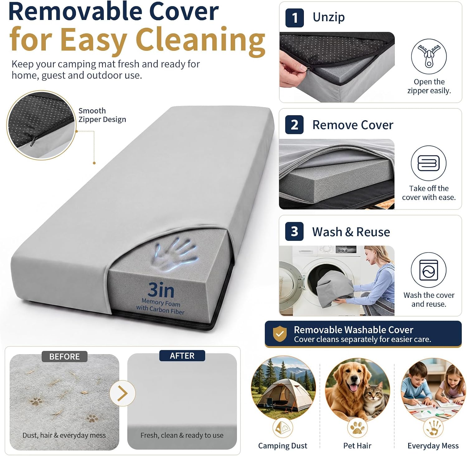 Thumbnail 6 de CYMULA Camping Mattress Pad Memory Foam