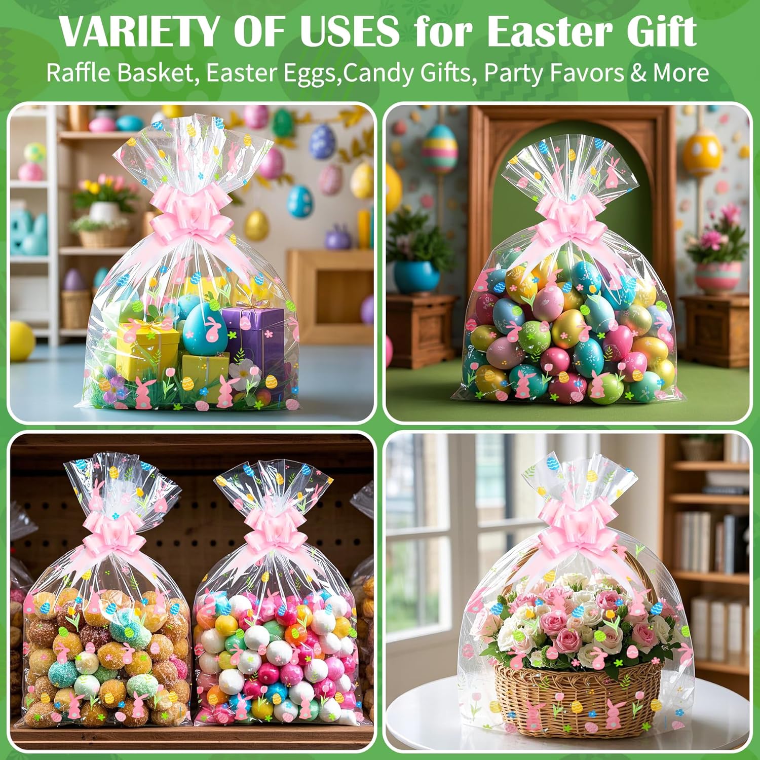 Thumbnail 6 de GOMANCHE 10 Pack Large Easter Basket Bags (24 x 30 inch) with Pull Bows