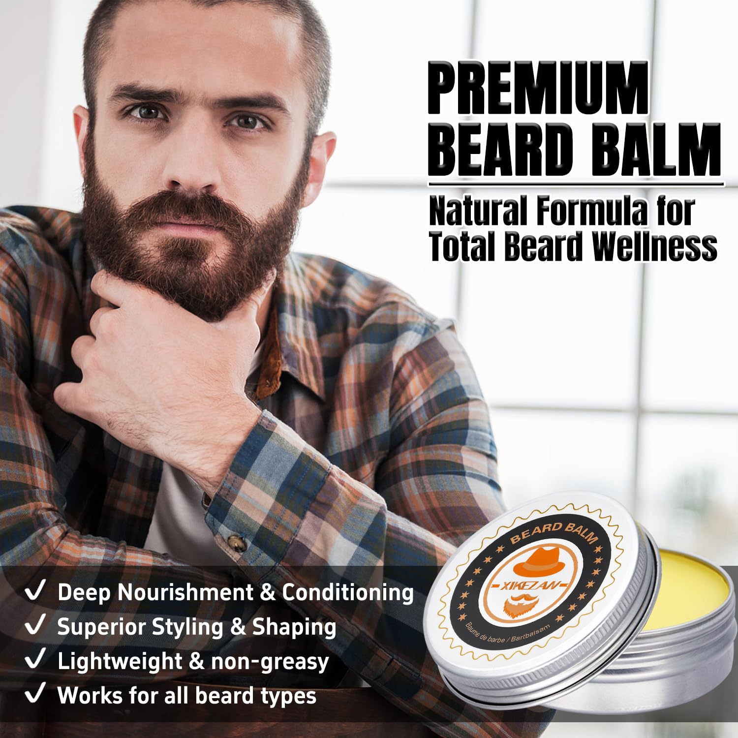 Detalle 2 de XIKEZAN Beard Grooming Kit, 10-Piece Set with Orange and Sandalwood Oil