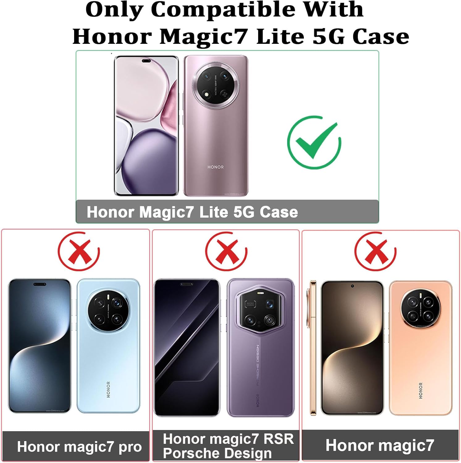 Thumbnail 1 de LeYi Military Shockproof Case for Honor Magic 7 Lite 5G with Slide Camera Cover and 360° Ring Stand (Black)