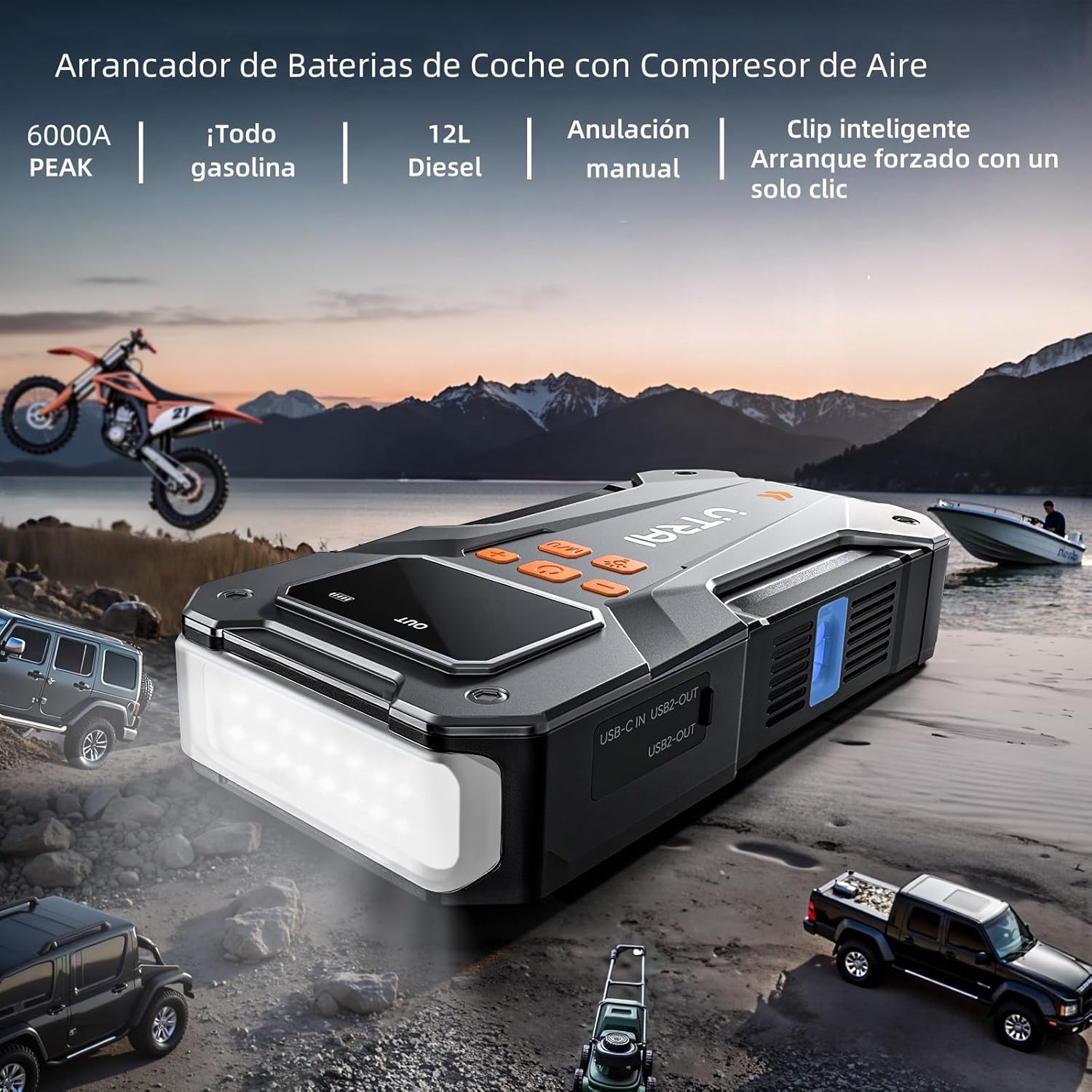 Detalle 2 de UTRAI Arrancador 6000A 12V para coche