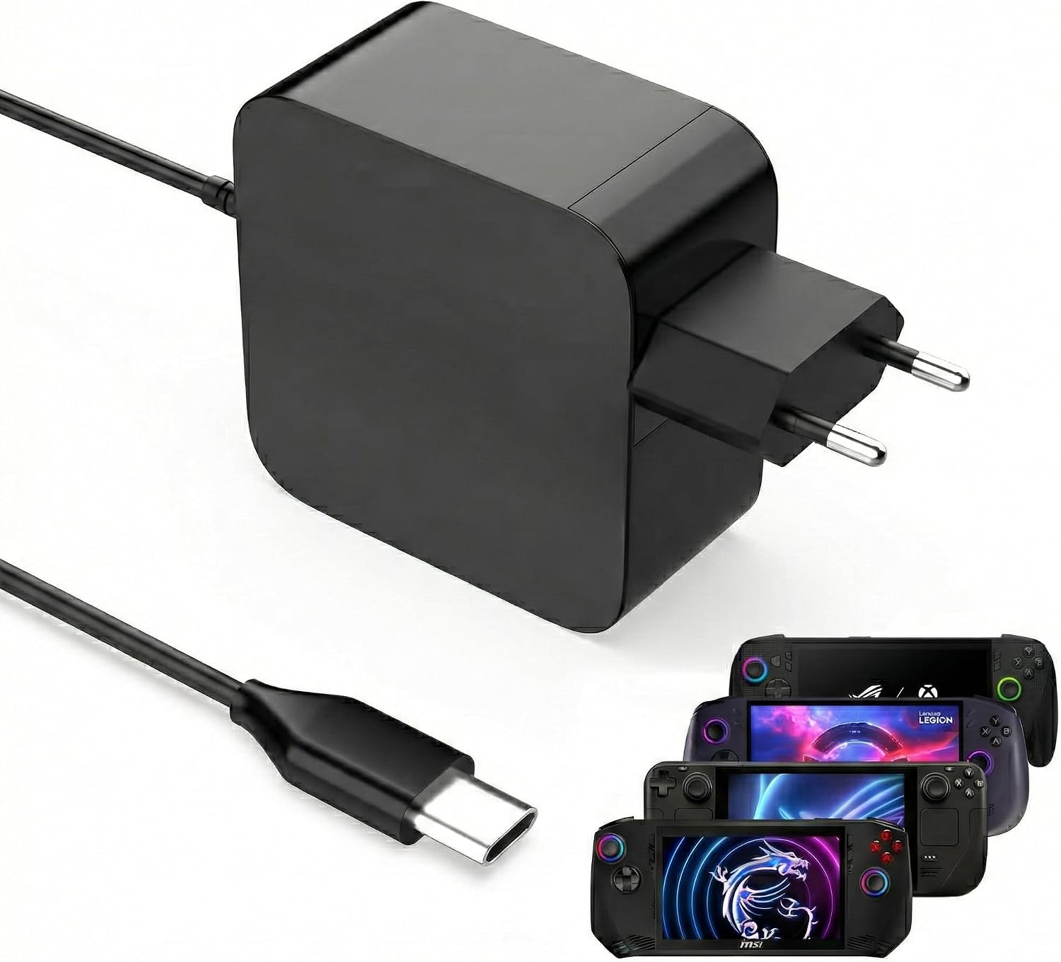 Detalle de Ruilezyo 65W USB-C Netzteil – kompatibel mit Asus ROG Ally X, Lenovo Legion Go, MSI Claw und JBL Charge-Serie