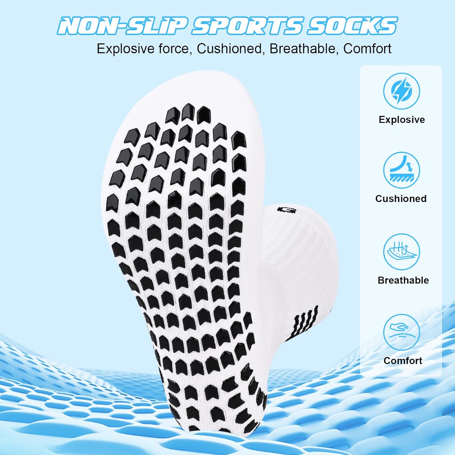 Thumbnail 1 de Gogogoal chaussettes de football antidérapantes en coton (4 paires), mi-mollet, respirantes