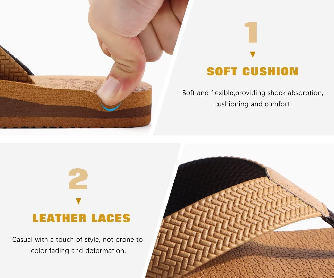 Detalle de KuaiLu Leather Arch Support Flip Flops for Men