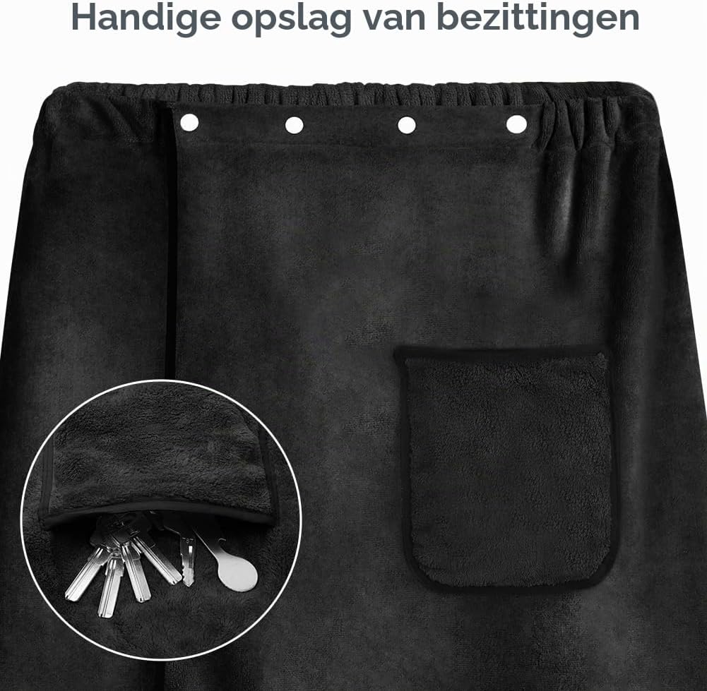 Detalle 2 de Aomig 5152008 saunakilt voor heren, zwart, elastisch en 80 x 150 cm