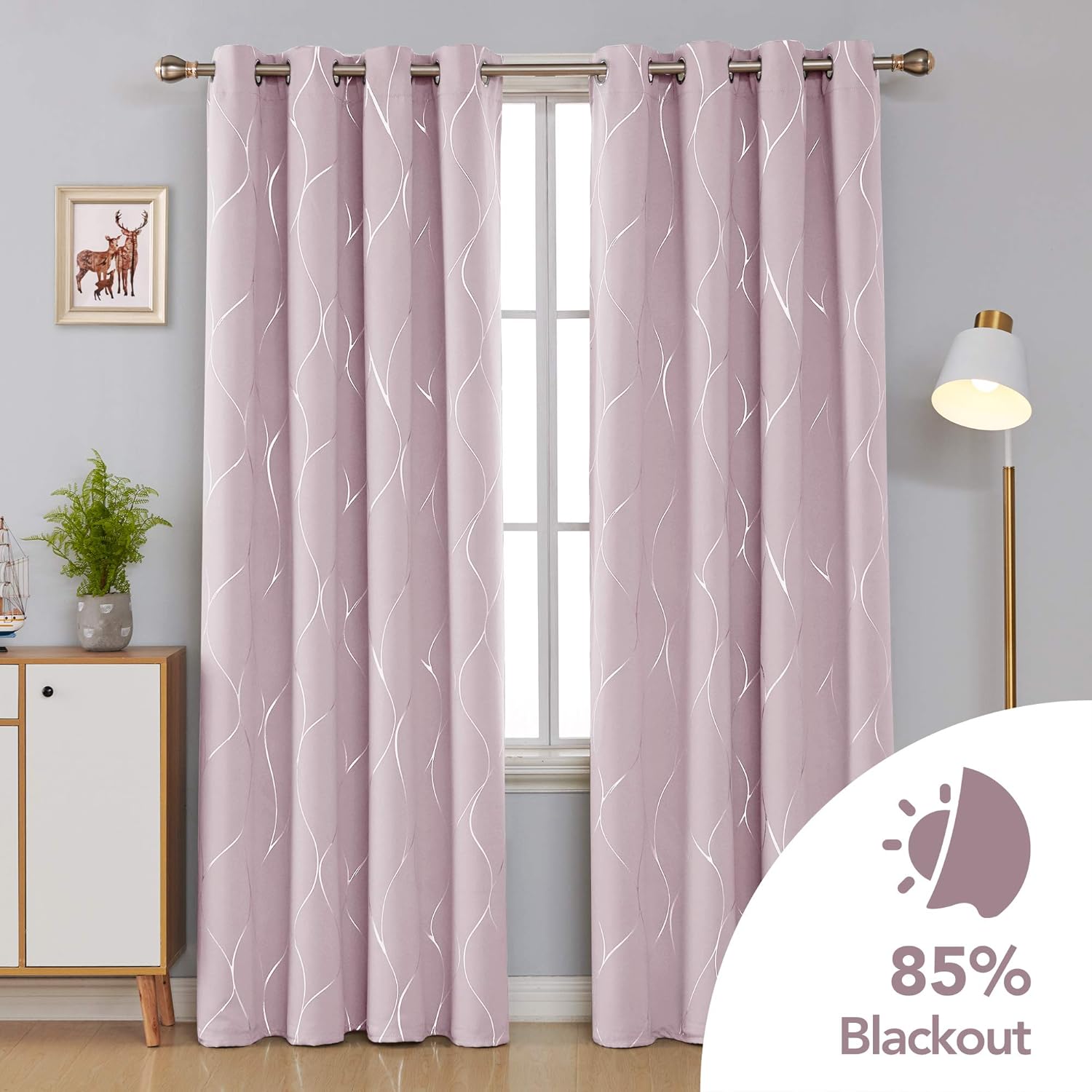 Thumbnail 1 de Deconovo Eyelet Curtains 46x90 Room Darkening