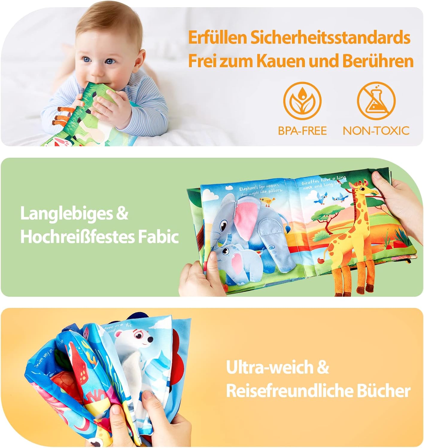 Thumbnail 5 de hahaland Baby Stoffbuch 2 Stück 0-6 Monate