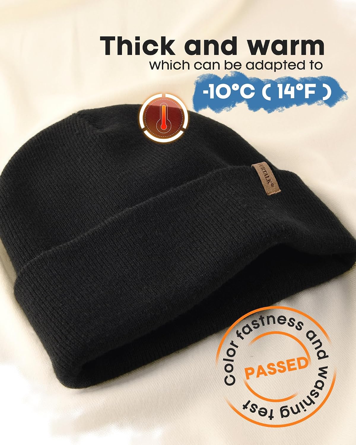 Thumbnail 1 de FURTALK Beanie Cuffed Thick Knitted 55-62cm