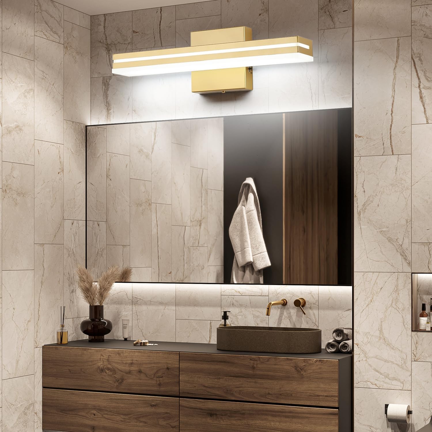 Thumbnail 6 de SineRise 603903aa-3e15-4b13-a5d6-2ffb60285ba0 16-Inch LED Vanity Light, Dimmable, Gold