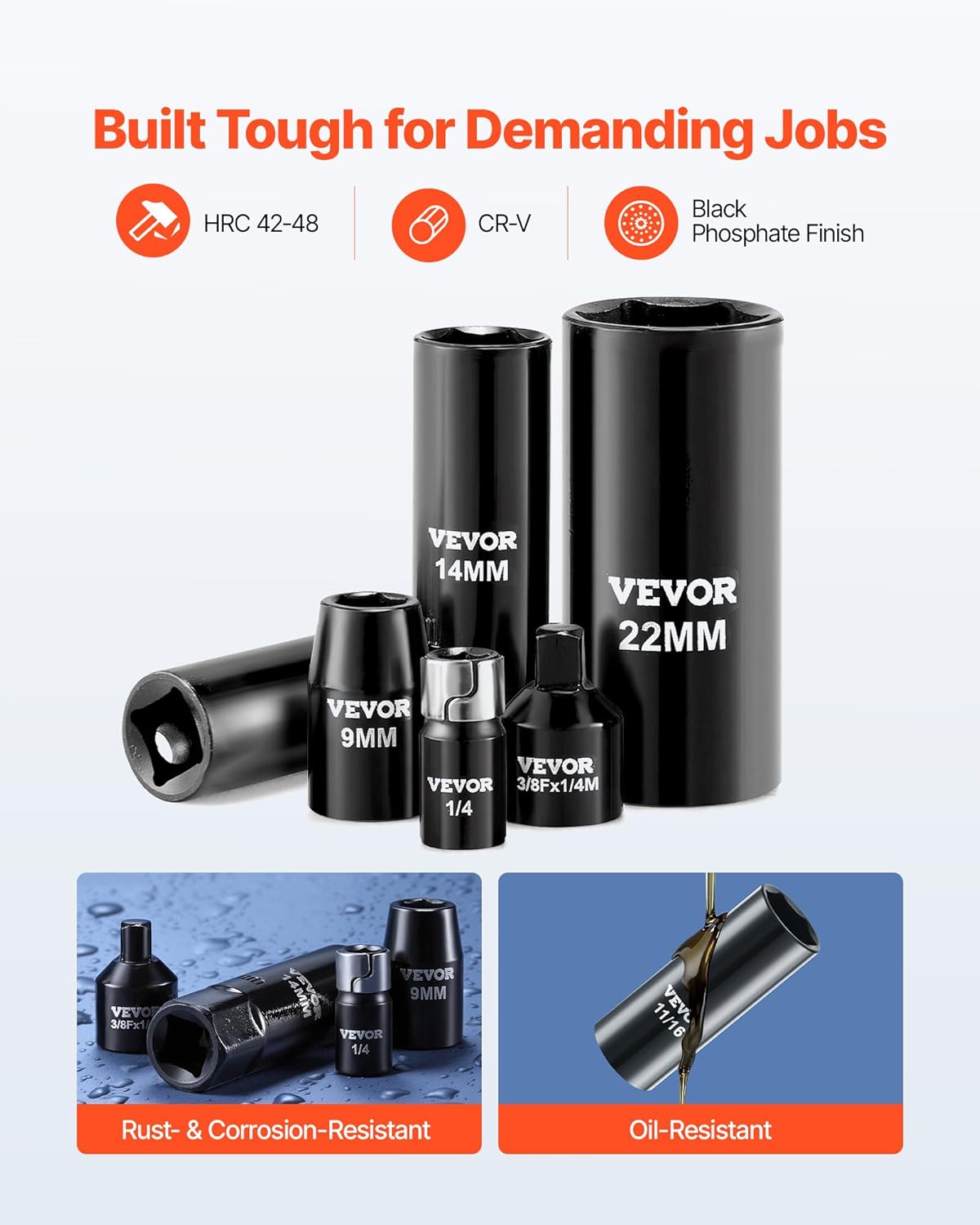Detalle 2 de VEVOR 96-Piece 3/8" Drive Impact Socket Set