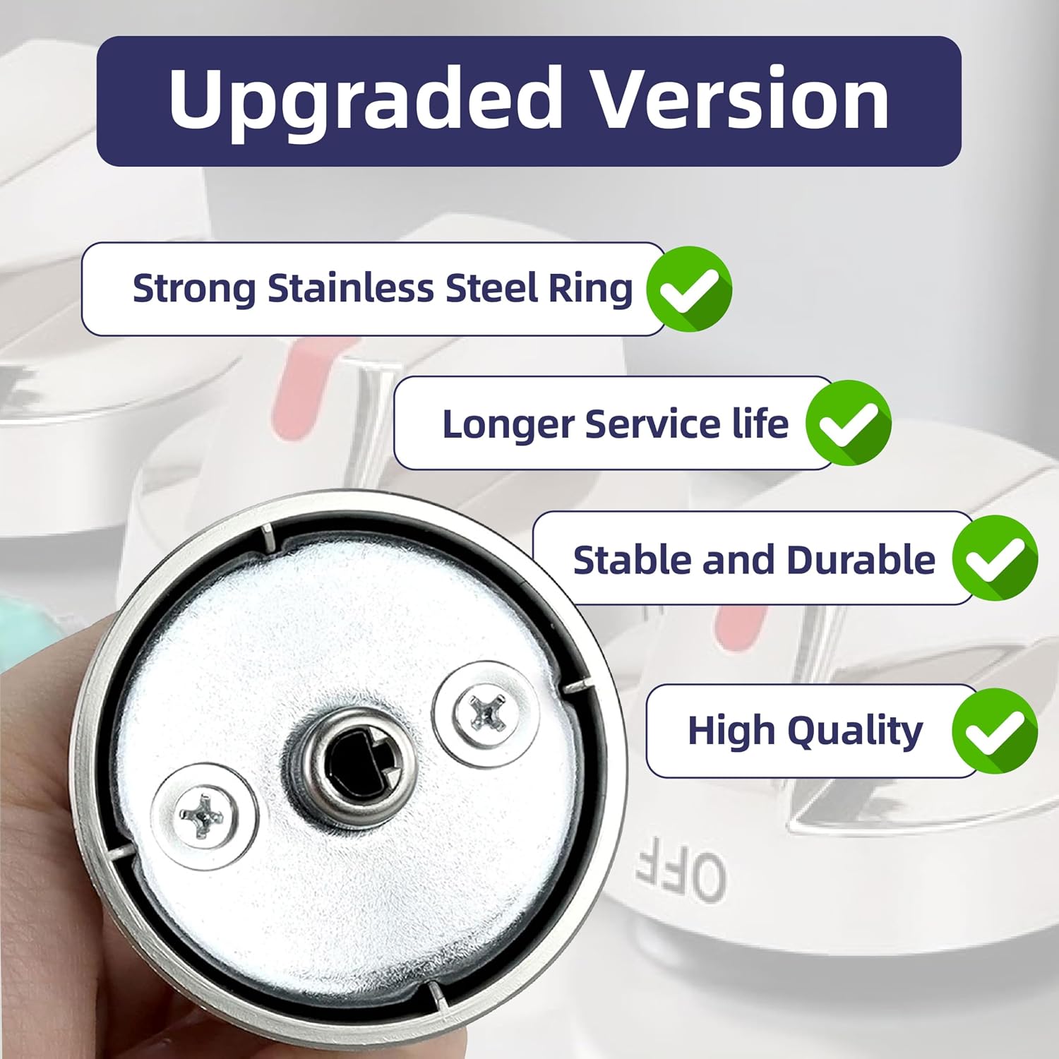 Detalle 2 de JREEPEE JR-ZJAN001 Gas Stove Knob Replacement, Silver Metal, Model-Specific Fit