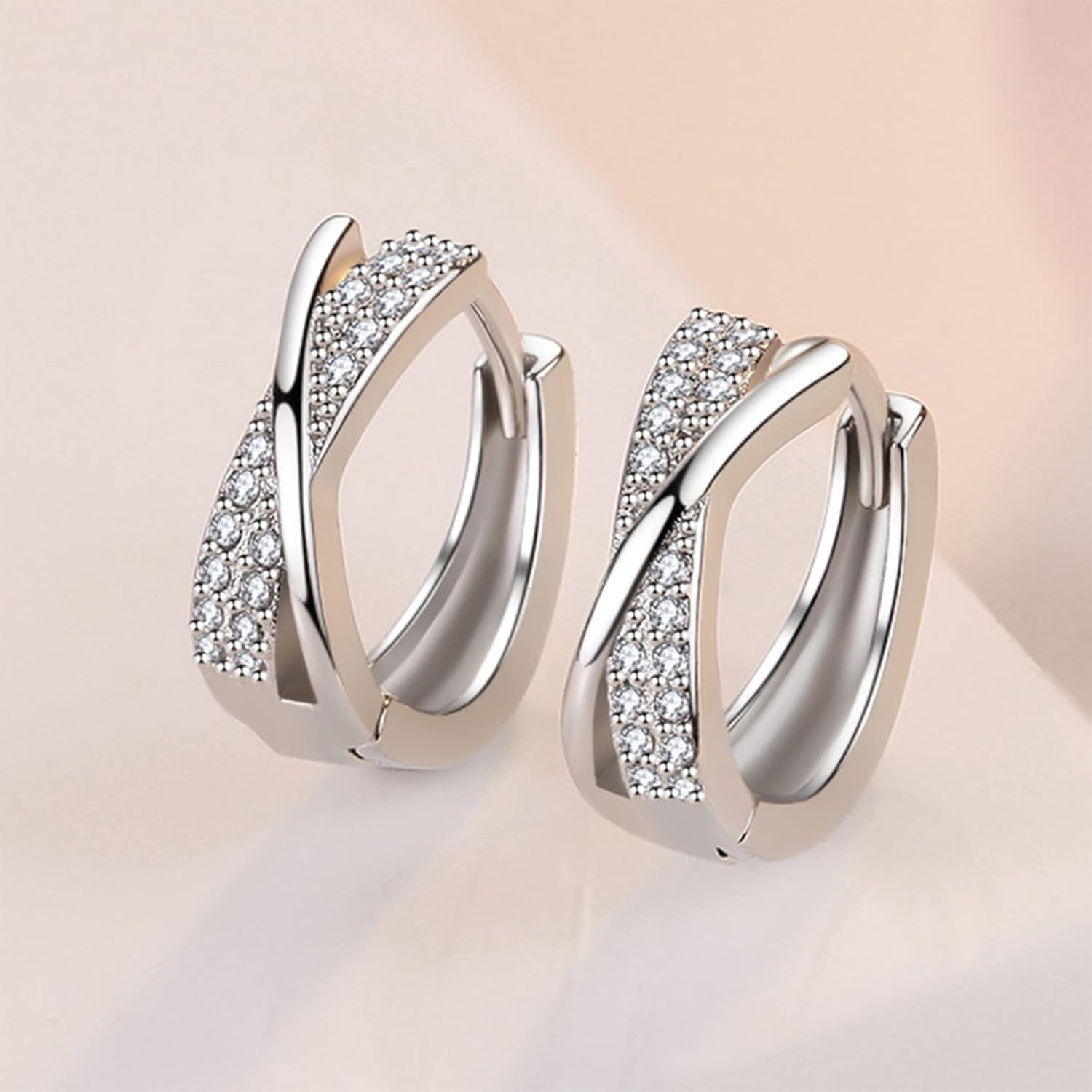 Thumbnail 1 de Creolen Silber 925 mit Zirkonia (10 mm) – kleine Huggie-Ohrringe zum Schlafen für Damen & Mädchen