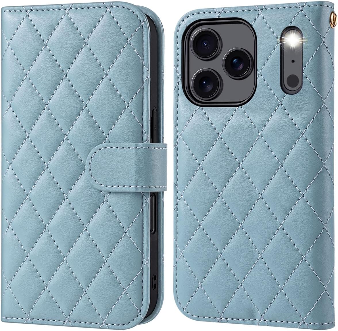 Detalle de OCASE Lederhülle für iPhone 17 Pro Max 5G – Kartenfach, RFID-Schutz, Standfunktion, Stoßfest