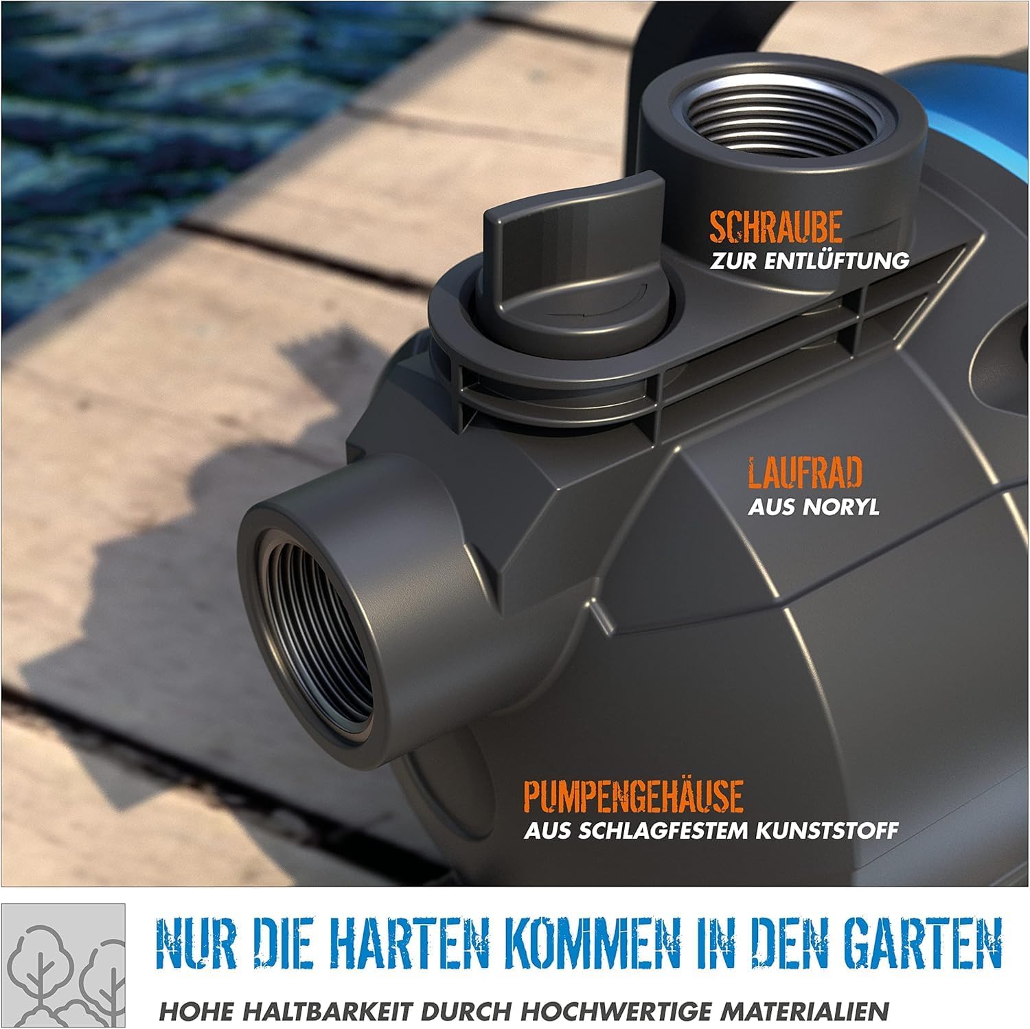 Detalle de Güde Gartenpumpe GP 6035 – 600 W, 3200 l/h, 7 m Ansaughöhe