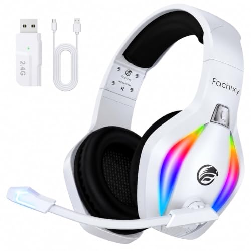 Detalle de Fachixy Wireless Gaming Headset – Klangstarker 50-mm-Treiber, kompatibel mit PS5, PS4, PC, Mac und Switch