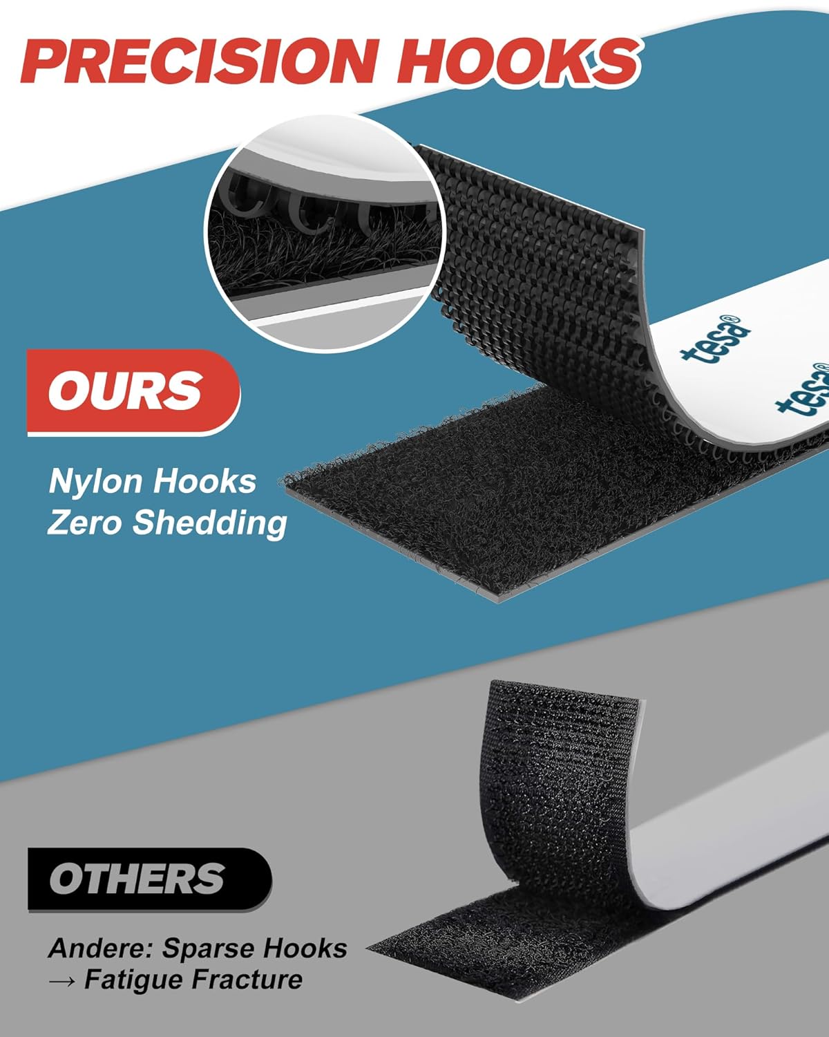 Thumbnail 2 de Emitever Picture Hanging Strips (20 pairs) 50mm x 100mm heavy duty hook and loop double-sided tape, black