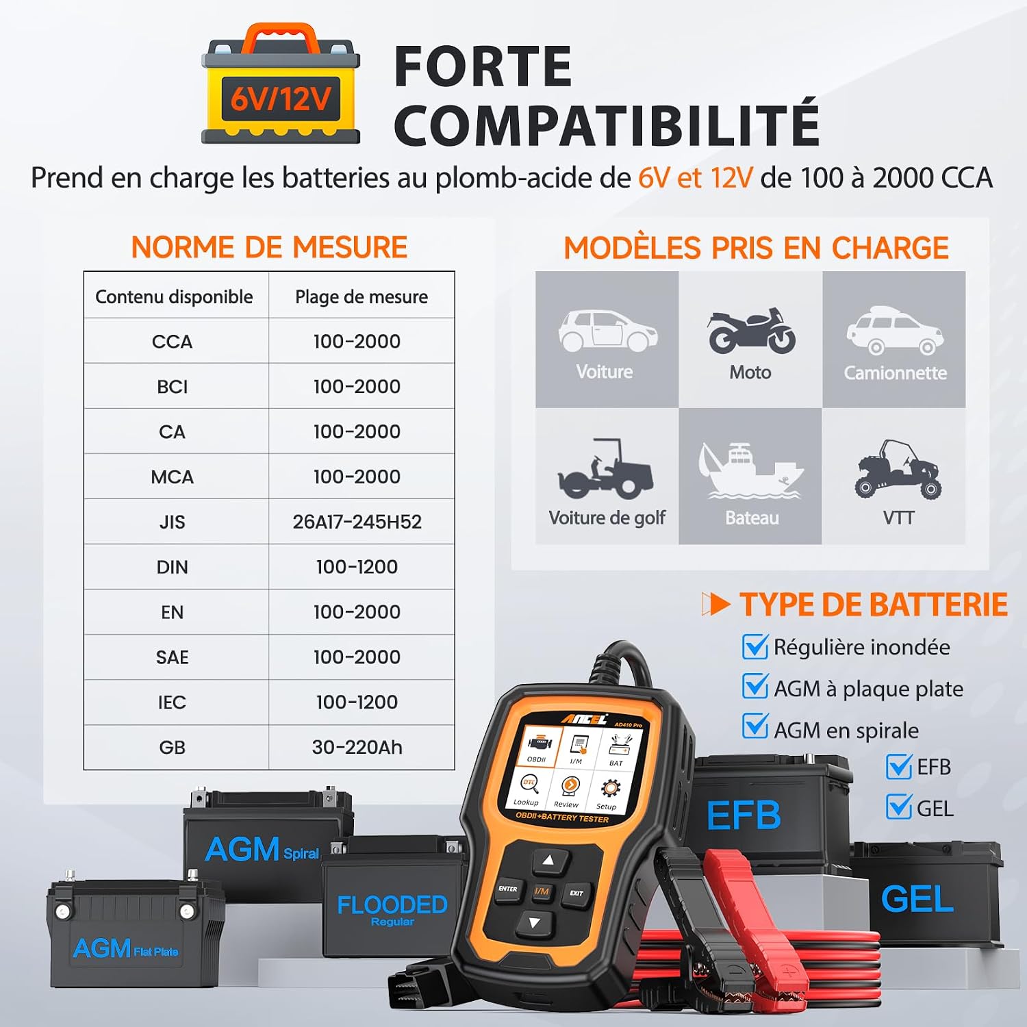 Thumbnail 5 de ANCEL AD410PLUS valise diagnostic OBD2 et testeur batterie 12V