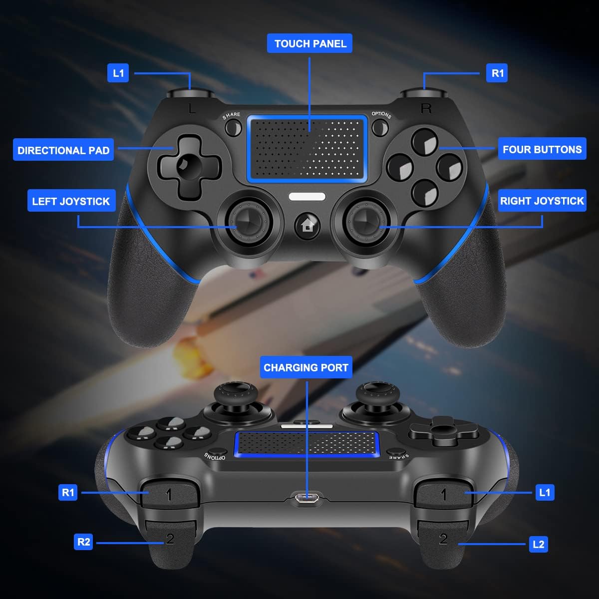 Detalle de LATEC PS4 Controller Wireless mit Gyro, 600 mAh