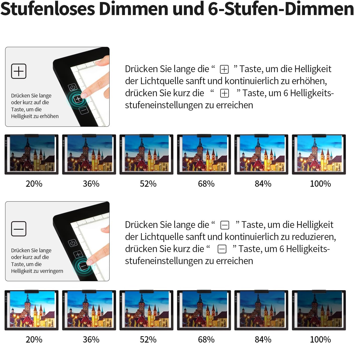 Thumbnail 3 de elice Leuchtplatte DIN A4 mit Ständer & Clip (wiederaufladbares Light Pad) für Diamond Painting, Zeichnen, Skizzieren
