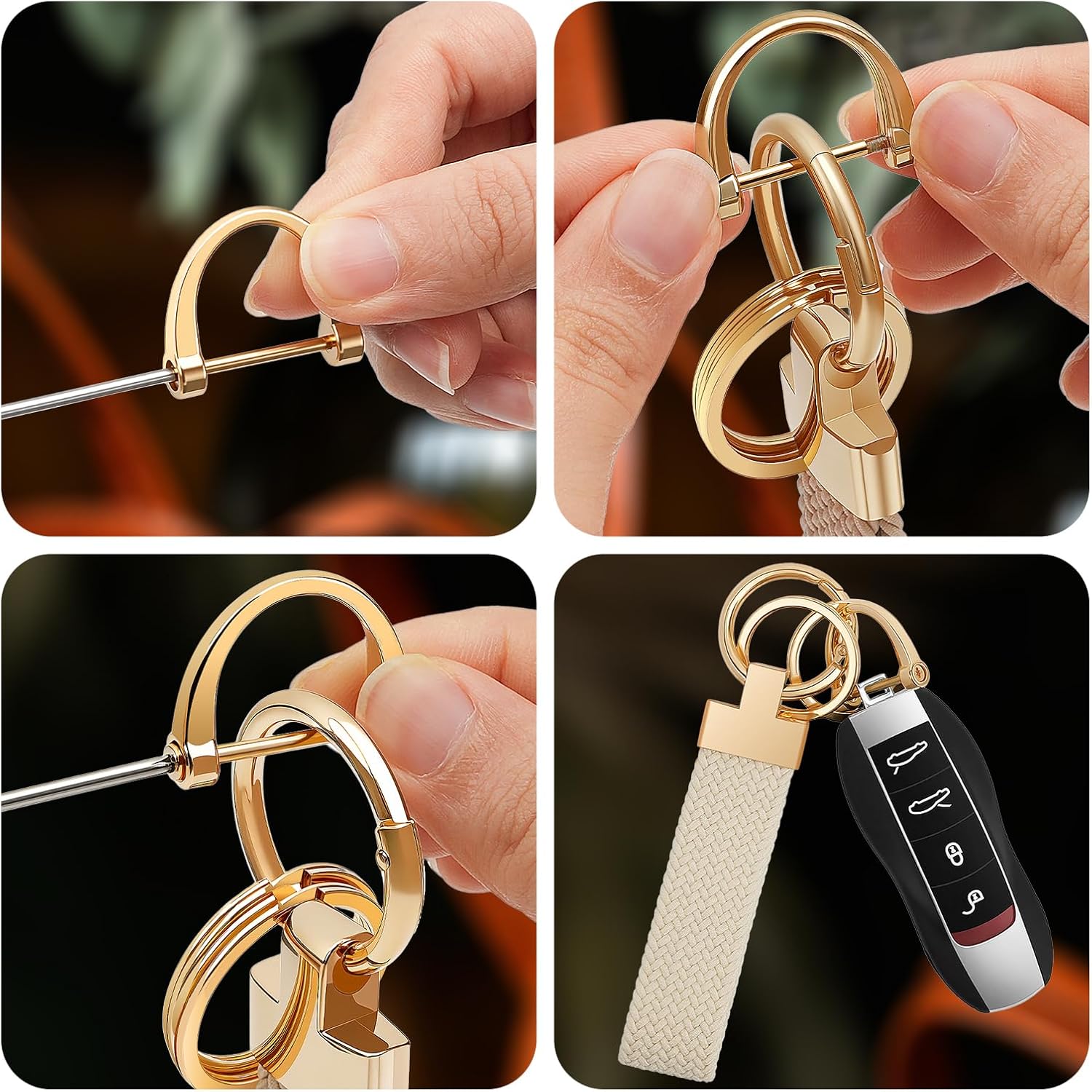 Thumbnail 2 de CHUQING Schlüsselanhänger Auto Makramee – elastisches Schlüsselband in Boho-Optik