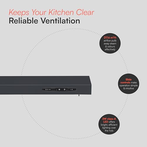 Detalle de Cookology 60cm Visor Cooker Hood (217.6 m³/h) in Black