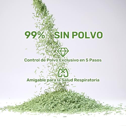 Detalle de FUKUMARU Arena de Tofu para Gatos 10.8kg: arena aglomerante con té verde, polvo reducido y desechar en inodoro