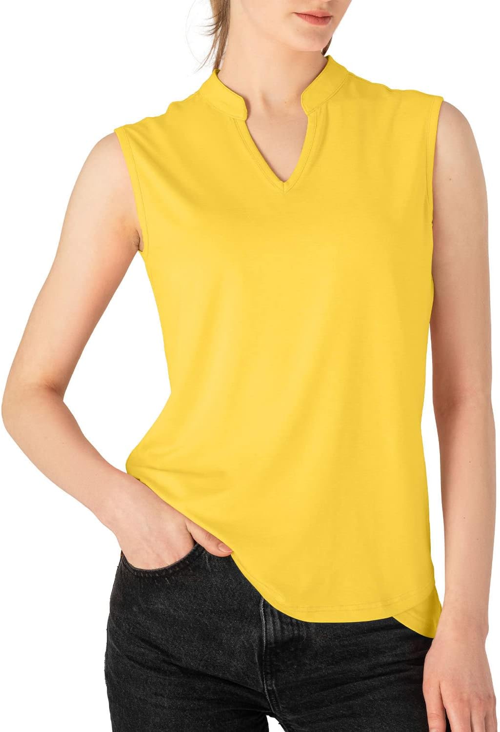 Detalle 2 de JHMORP Women’s Sleeveless Golf Polo Shirt, V-Neck Polyester Quick-Dry Top