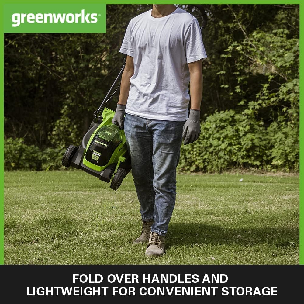 Thumbnail 4 de Greenworks 24V kabelloser Akku-Rasenmäher GD24LM33K2 (33 cm, bis 140 m²) mit 30‑Liter-Sack
