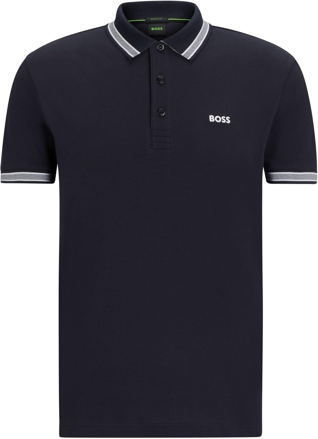 Detalle de BOSS Herren Paddy Polo mit Flachstrickkragen – Regular Fit, 2 Knöpfe