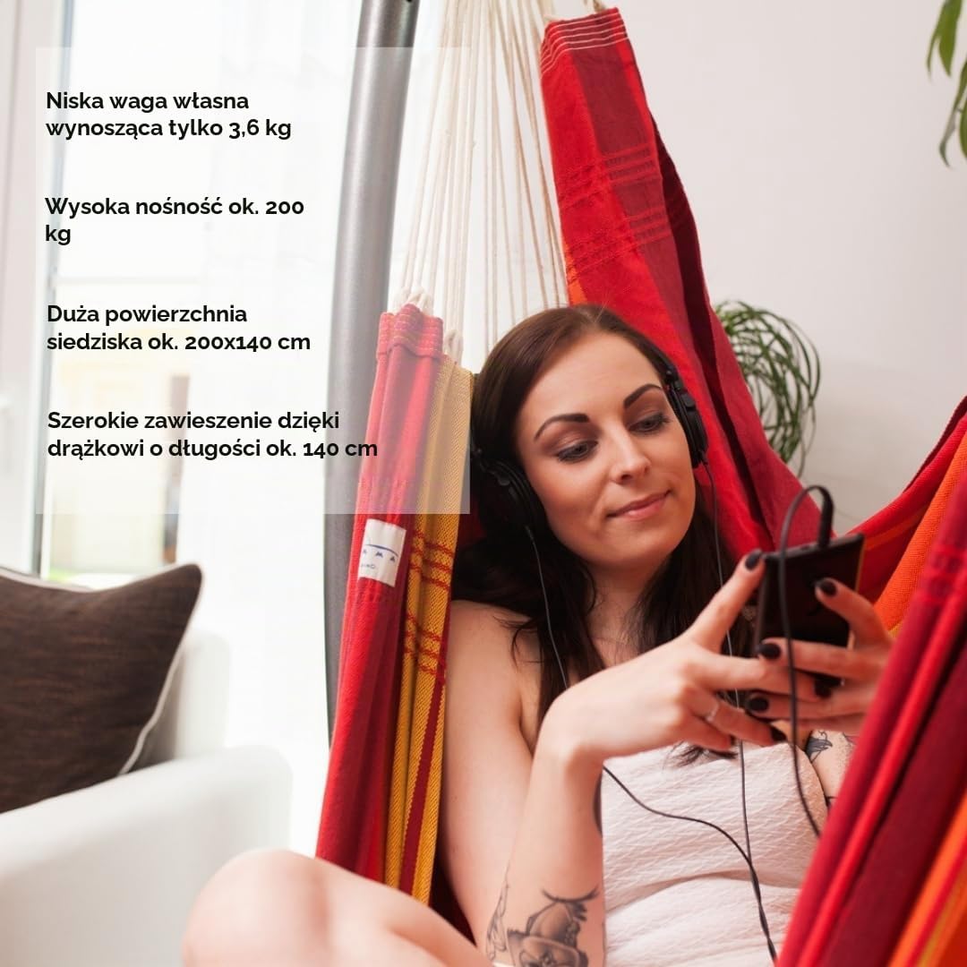 Detalle de AMAZONAS Brasil Gigante AZ-2030310 – fotel wiszący, bukowy drążek 140 cm