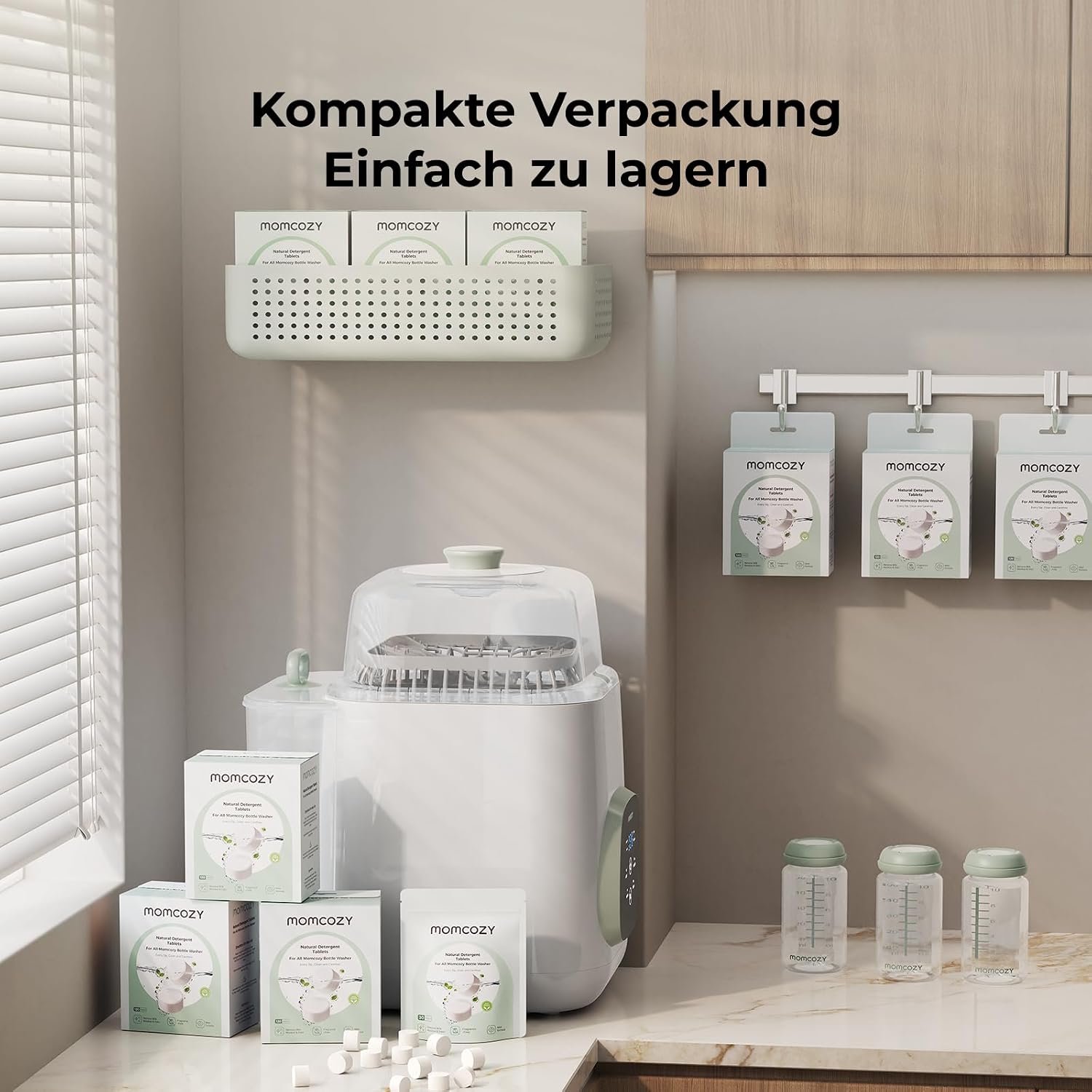 Detalle de Momcozy Offizielle Waschtabletten – pflanzliche Reinigung für Babyflaschen, 120 Tabletten