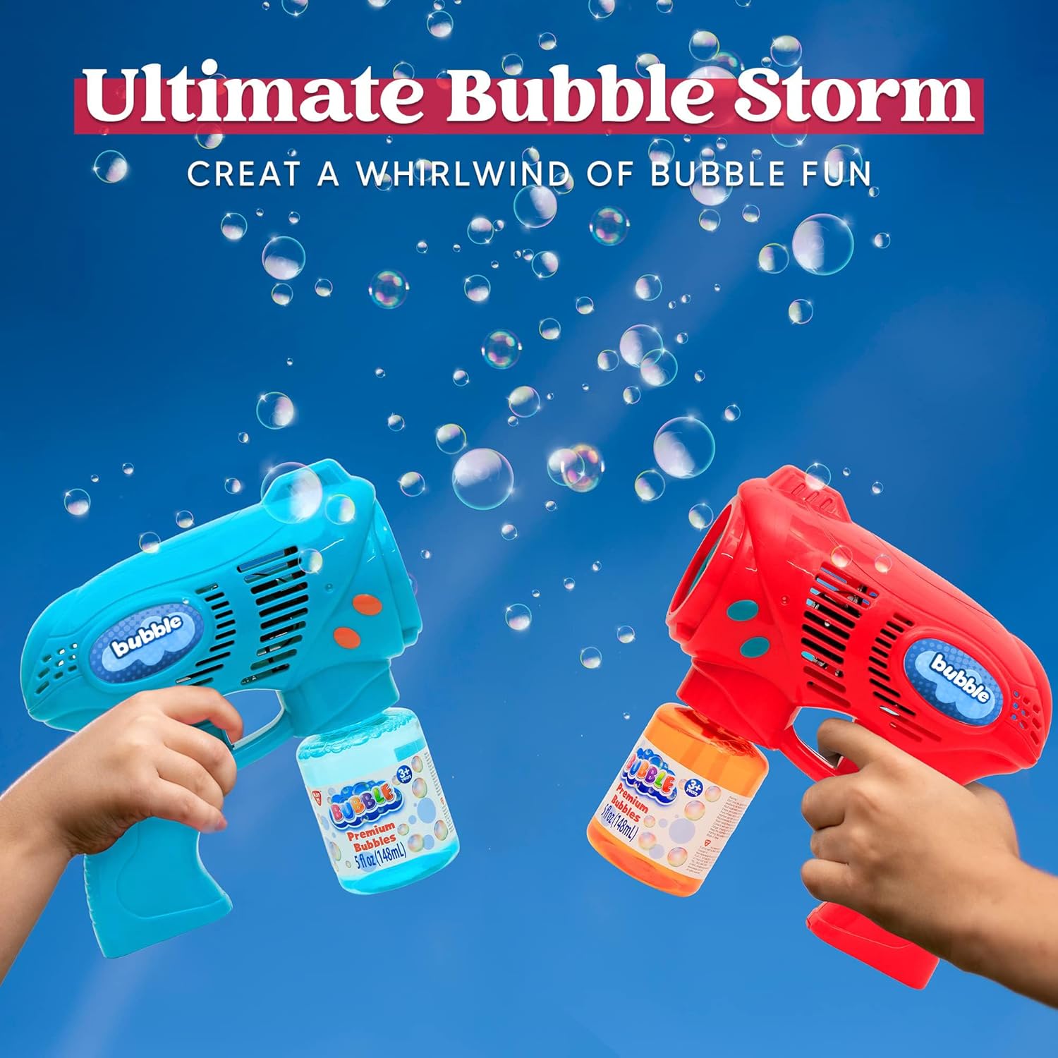 Thumbnail 1 de JOYIN 2 Bubble Guns (Age 3+) with 2 Bubble Solution bottles — kids’ bubble blaster for outdoor play